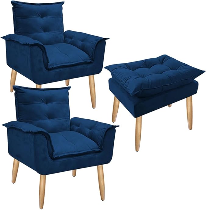 Kit Ágatha - Poltronas + Puff | Elegância para a sua Casa