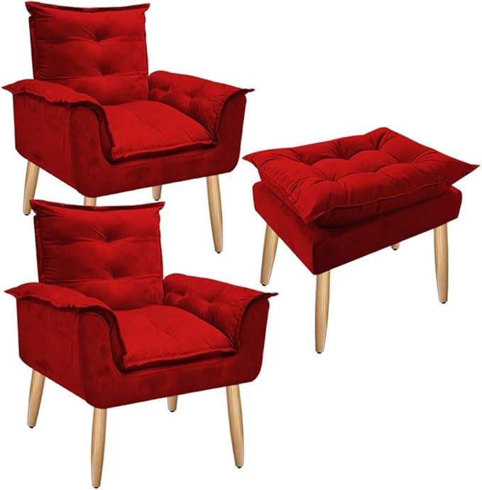 Kit Ágatha - Poltronas + Puff | Elegância para a sua Casa