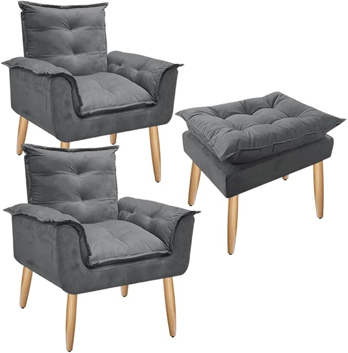 Kit Ágatha - Poltronas + Puff | Elegância para a sua Casa