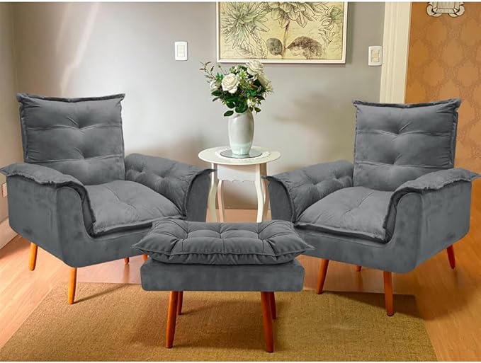 Kit Ágatha - Poltronas + Puff | Elegância para a sua Casa