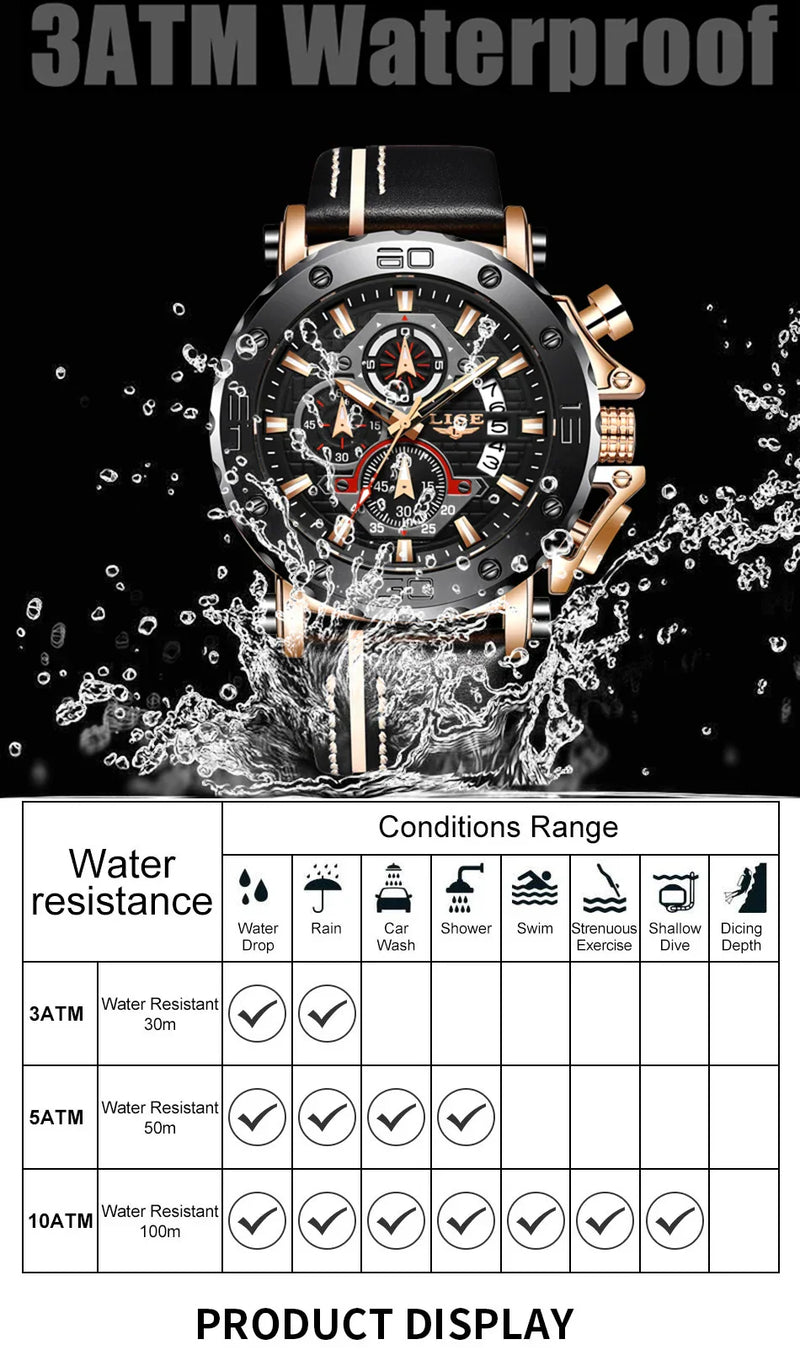 Mens Watches Top Brand Luxury Quartz Watch For Men Waterproof Sport Big