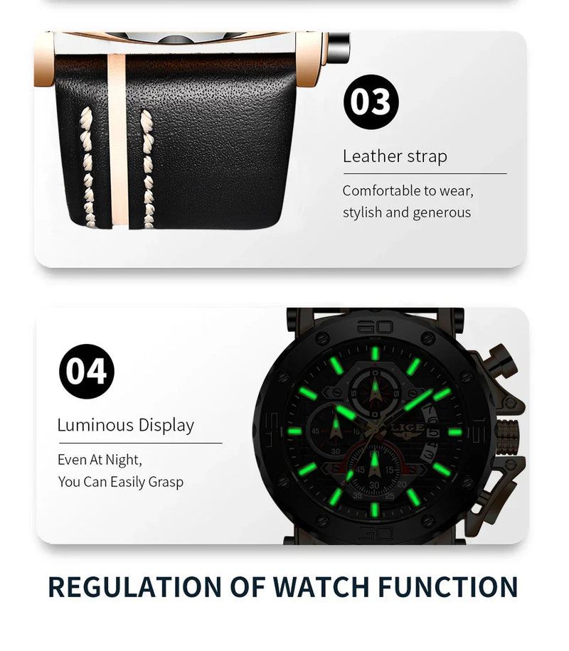 Mens Watches Top Brand Luxury Quartz Watch For Men Waterproof Sport Big