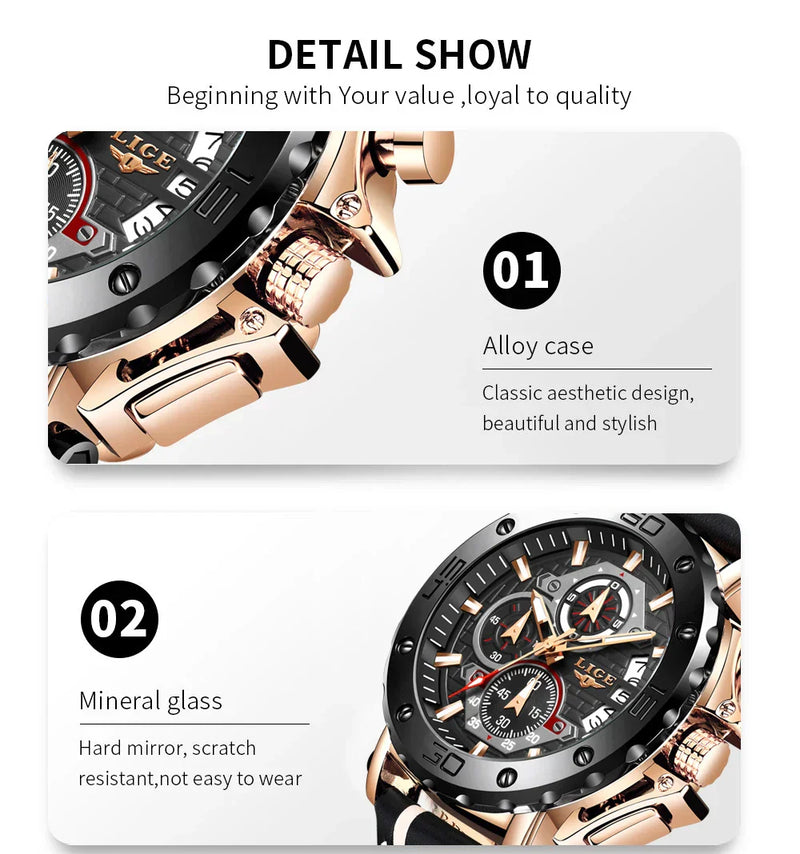 Mens Watches Top Brand Luxury Quartz Watch For Men Waterproof Sport Big