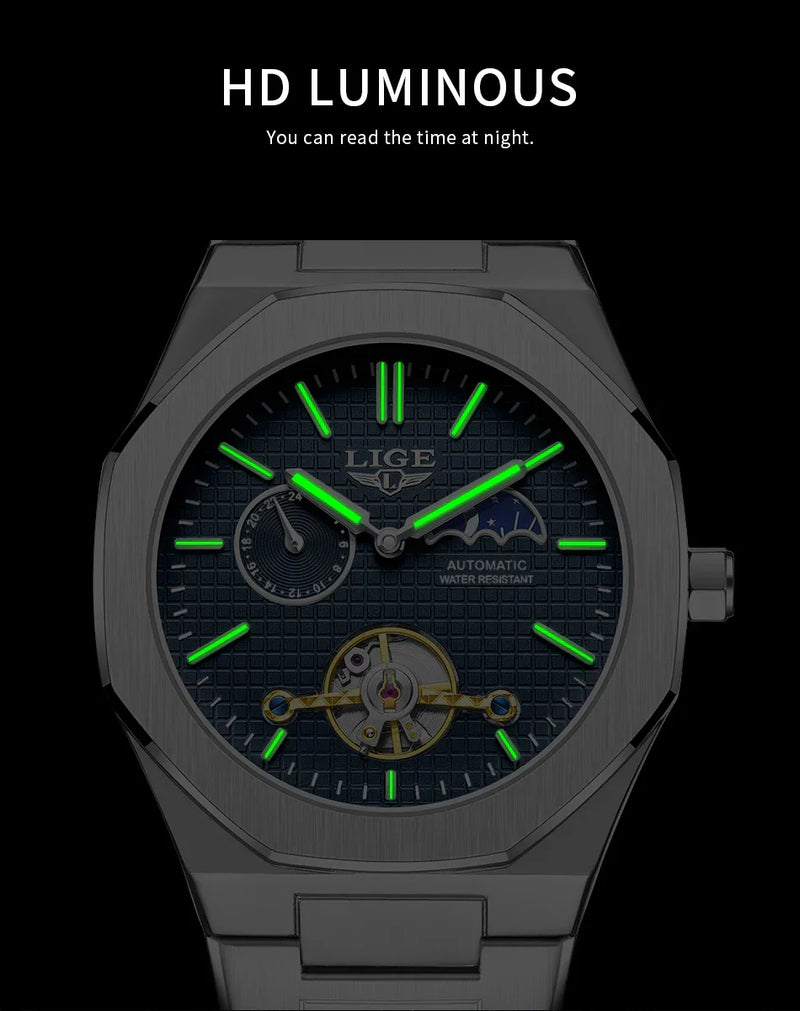 🎉Limited Offer Mechanical Watches Men Fashion Luxury Automatic Mens Watch Waterproof Luminous