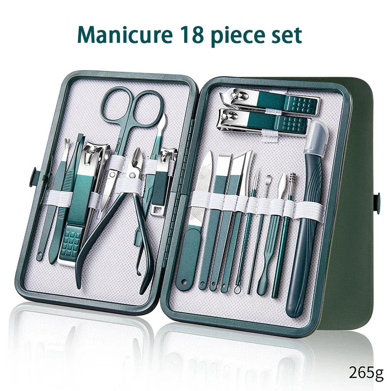 Ouriner 6-18Pcs Portable Manicure Sets Pedicure Kits Bright