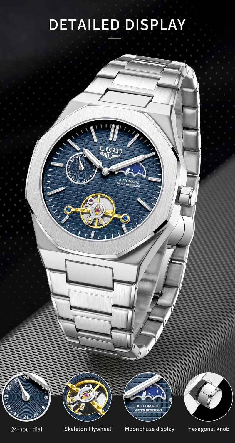 🎉Limited Offer Mechanical Watches Men Fashion Luxury Automatic Mens Watch Waterproof Luminous