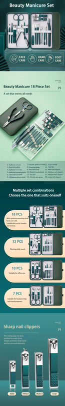 Ouriner 6-18Pcs Portable Manicure Sets Pedicure Kits Bright