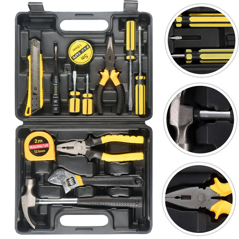 8/9/12/13Piece Tools Set General House hold Hand Tool Kit with Plastic Toolbox Storage Case