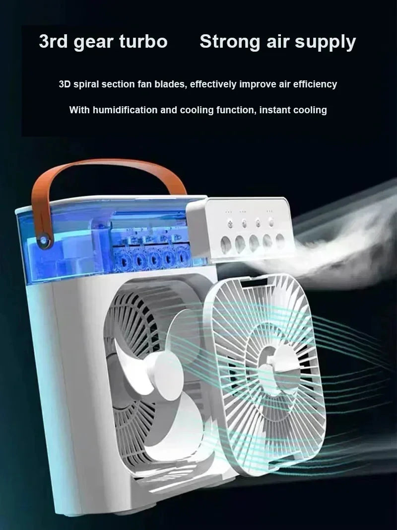 New 3 In 1 Fan AIr Conditioner Household Mini Air Cooler LED