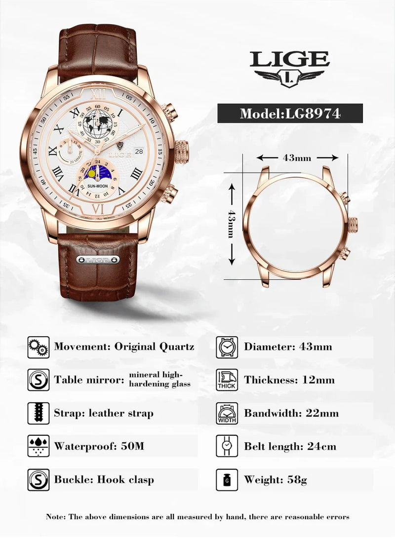 Men's Watches Waterproof Watch for Men Chronograph Fashion Quartz
