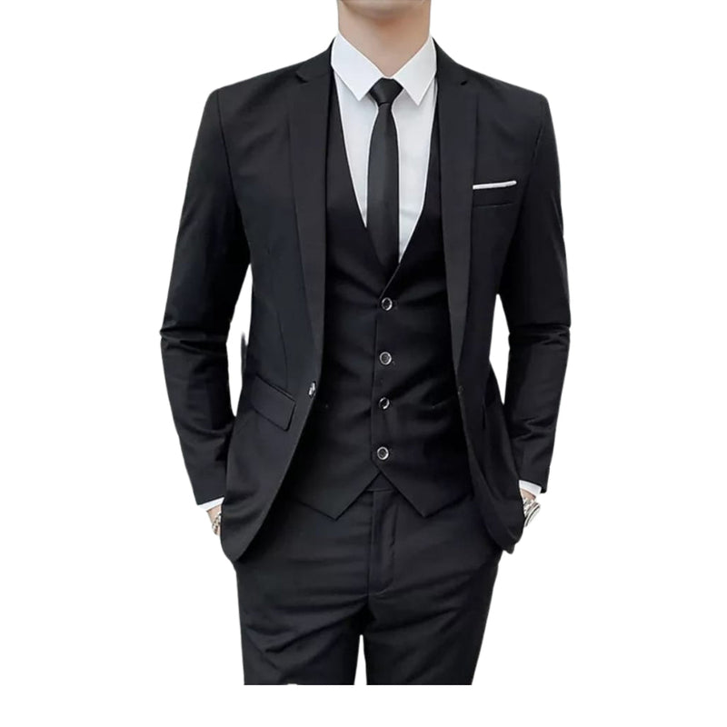 Terno Slim de Luxo Masculino - Calça, Blazer e Colete Completo - Envio imediato