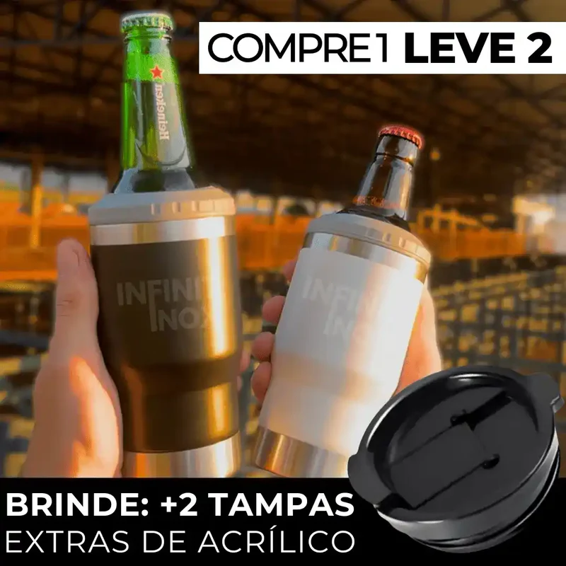 Kit 2 Copos Térmicos Cooler Infinit Inox + 2 Tampas Brinde